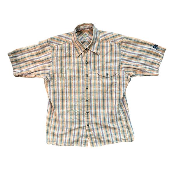 Mountain Hardwear Other - Mountain Hardwear Snap Button‎ Short Sleeve Shirt In Orange Plaid, Size Small